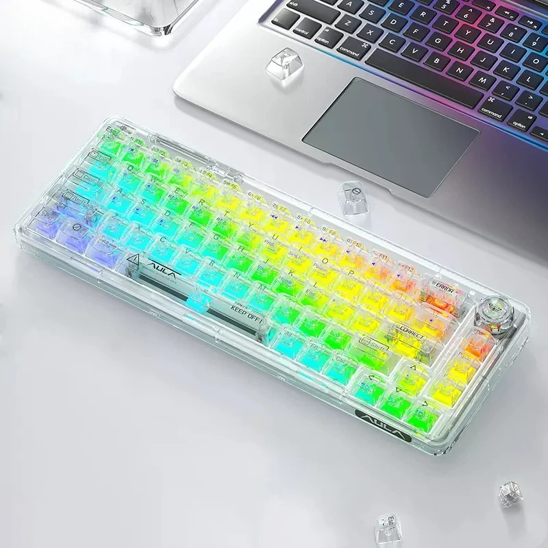 Keyboard Gaming Transparent - F68 60% Compact Transparent Wireless Mechanical