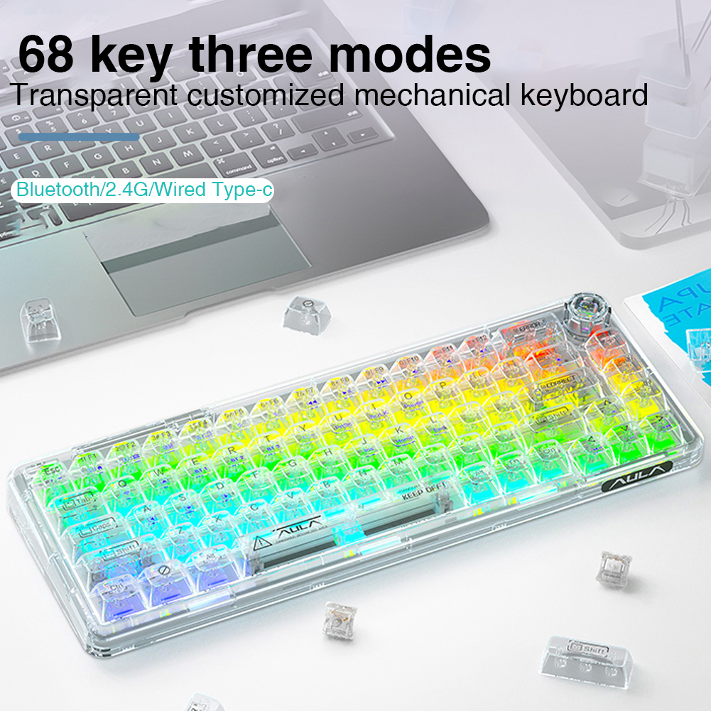 F68 60% Compact Transparent Wi - огляд і ціна Keyboard Gaming Transparent