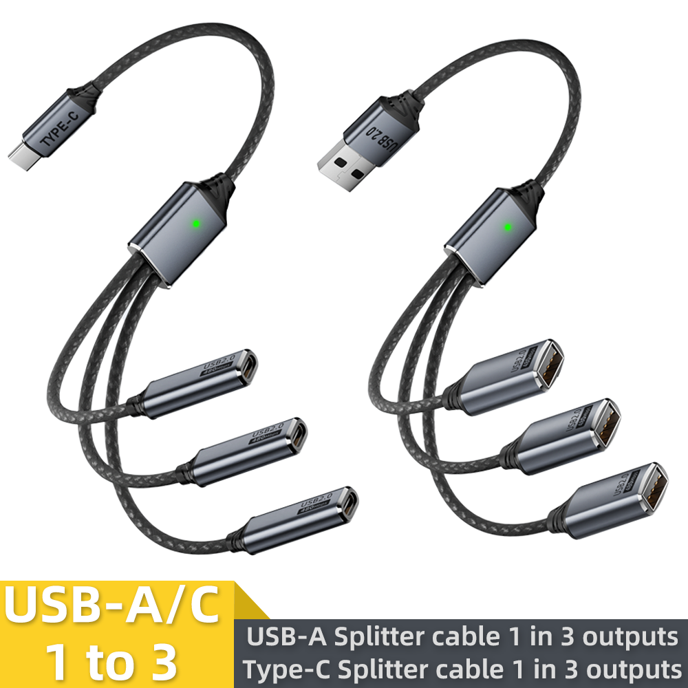 USB Splitter Cable 1-in-3 Outp - огляд і ціна Gaming Keyboard Type C