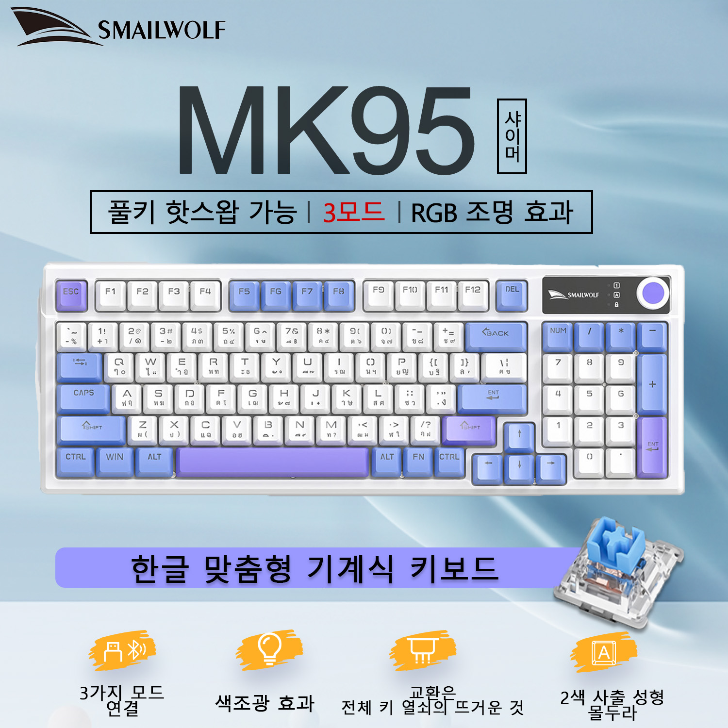 SMAILWOLF MK95 Bluetooth Wirel - огляд і ціна Keyboard Gaming Transparent